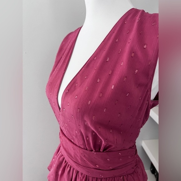 LDT Pink Chiffon Peplum Gown Size 6 - Picture 6 of 14